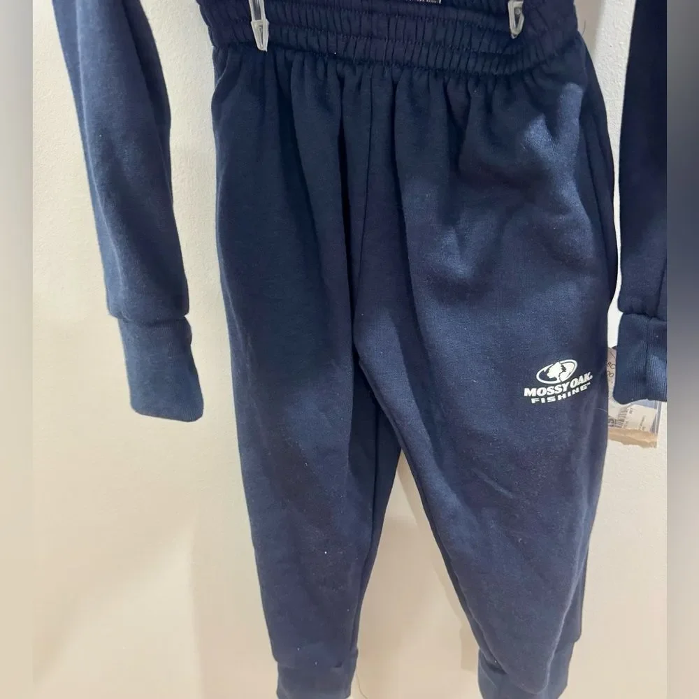 Boys Mossy Oak fishing American water flag branded logo sweatsuit set size 4 NWT
